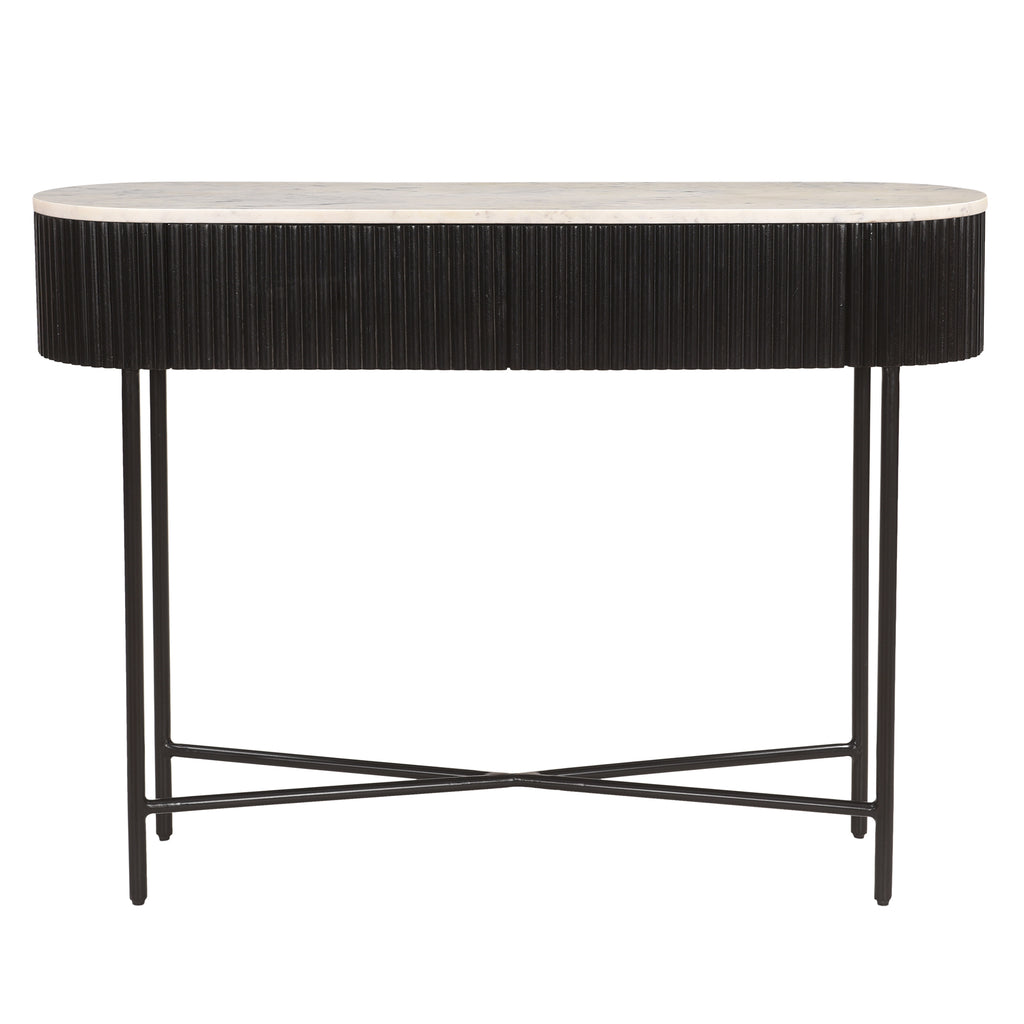 Reyna Console Table, 39″ with Drawers (Black and White)