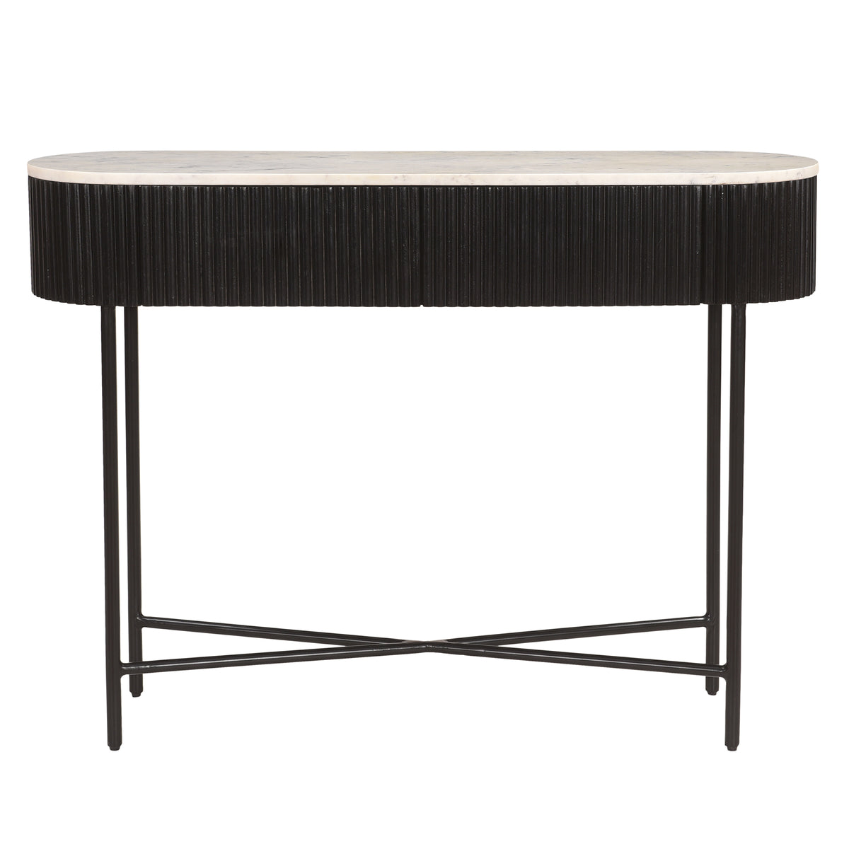 Reyna Console Table, 39″ with Drawers (Black and White)
