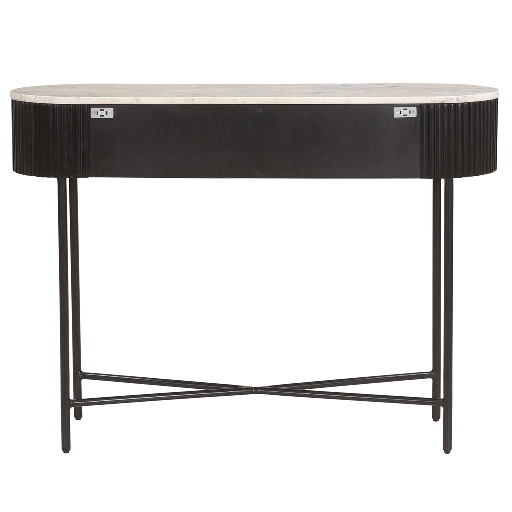 Reyna Console Table, 39″ with Drawers (Black and White)