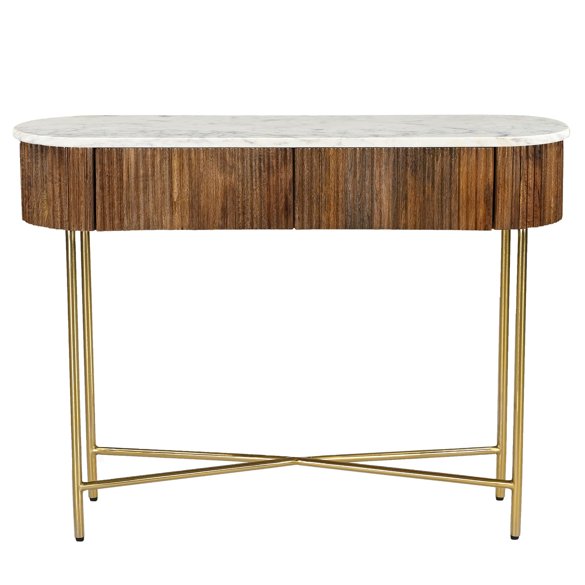 Reyna Console Table, 39″ with Drawers (Walnut and White)