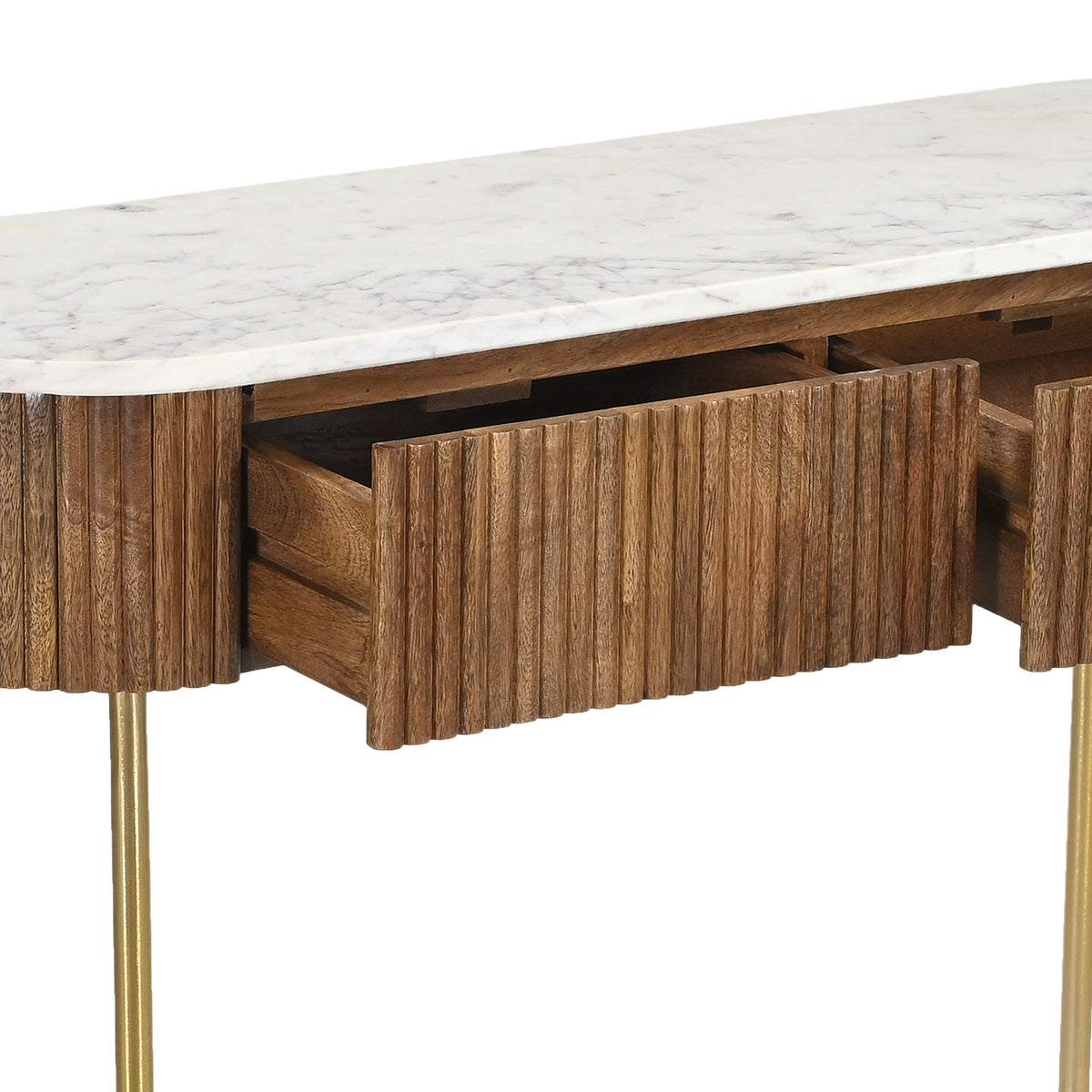 Reyna Console Table, 39″ with Drawers (Walnut and White)