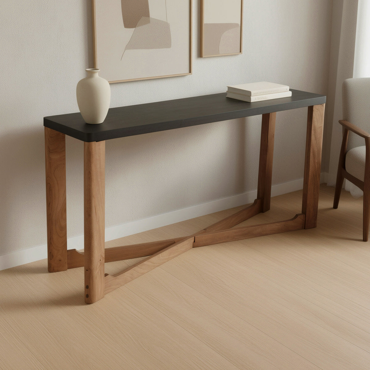 Merano Console Table, 58″ (Mocha and Walnut)
