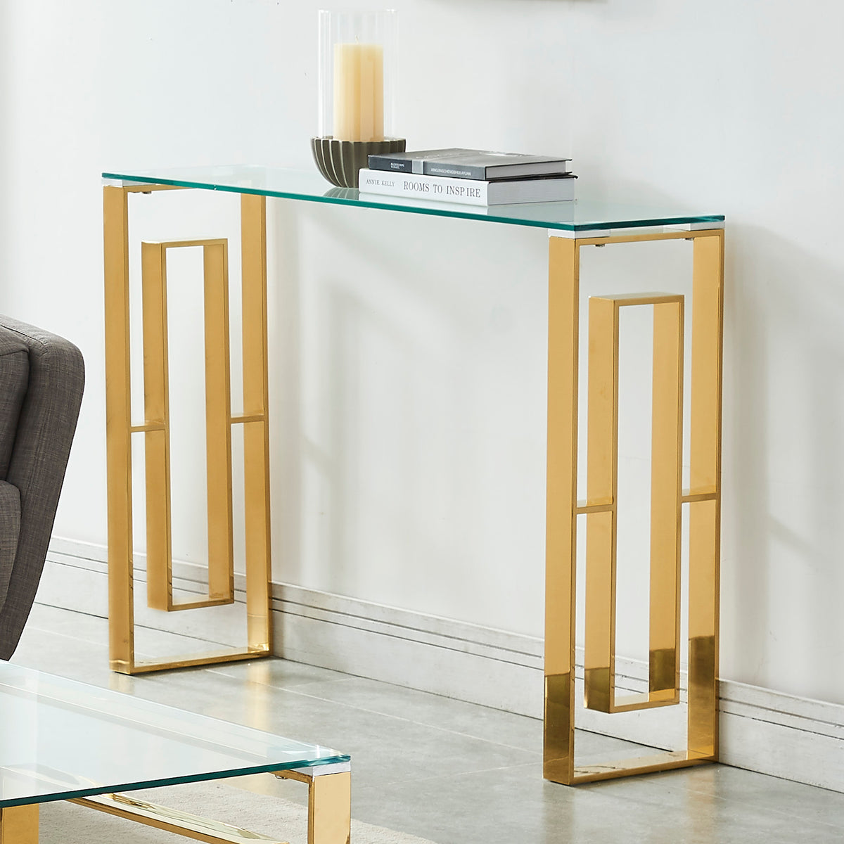 Eros Console and Desk, 39.5″ (Gold)