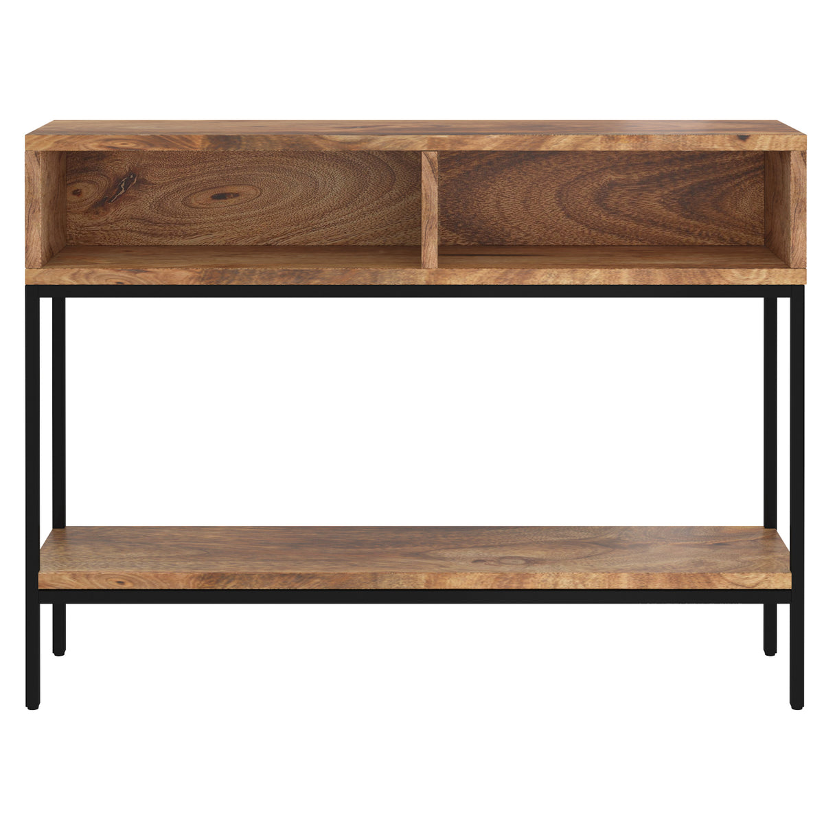 Ojas Console Table, 42″ (Natural Burnt and Black)