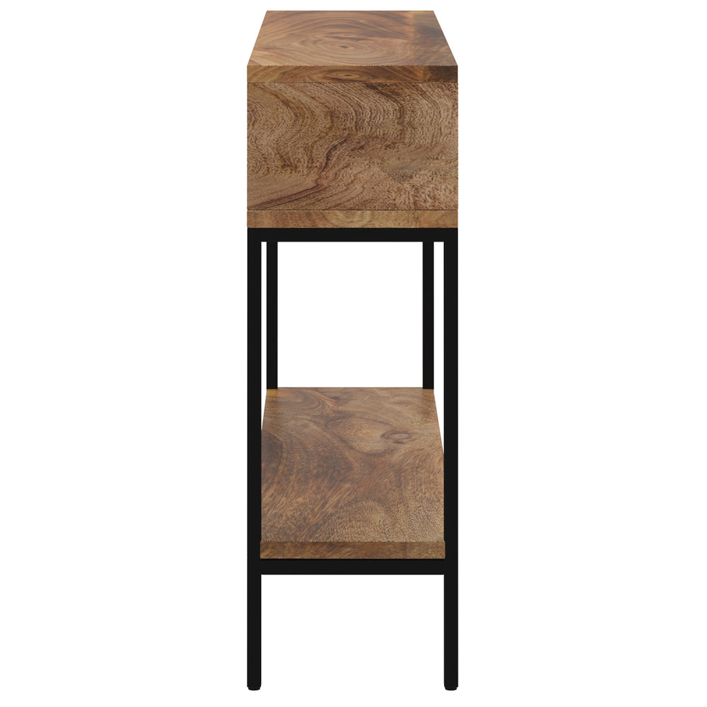 Ojas Console Table, 42″ (Natural Burnt and Black)