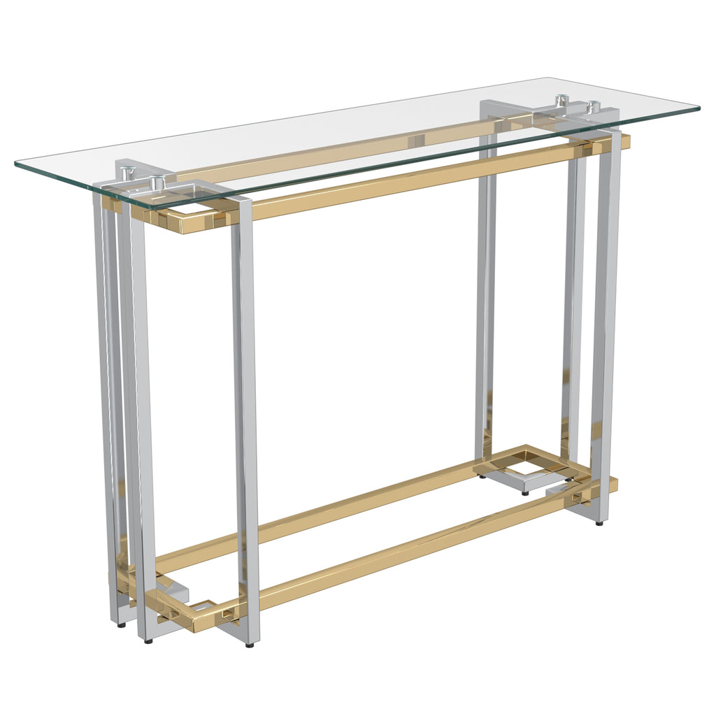 Florina Console Table, 47.25″ (Silver and Gold)