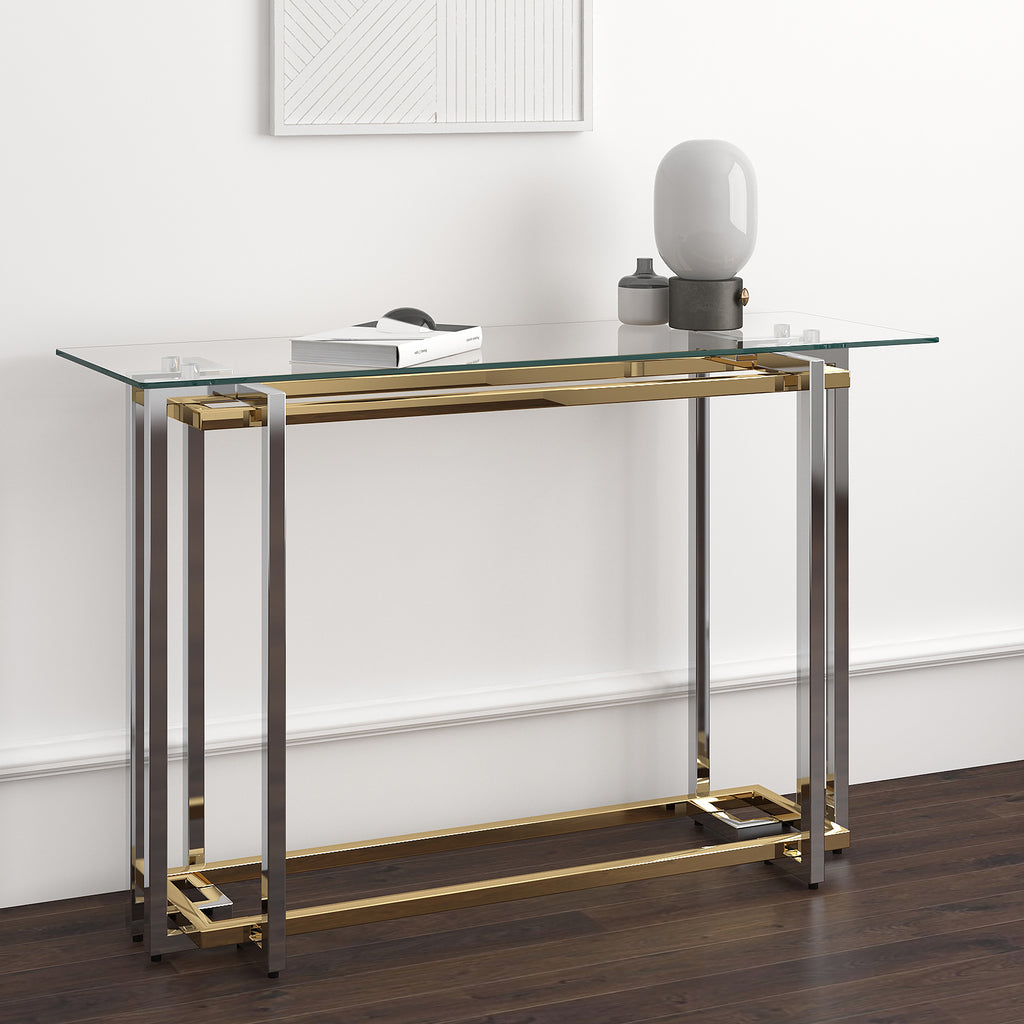 Florina Console Table, 47.25″ (Silver and Gold)