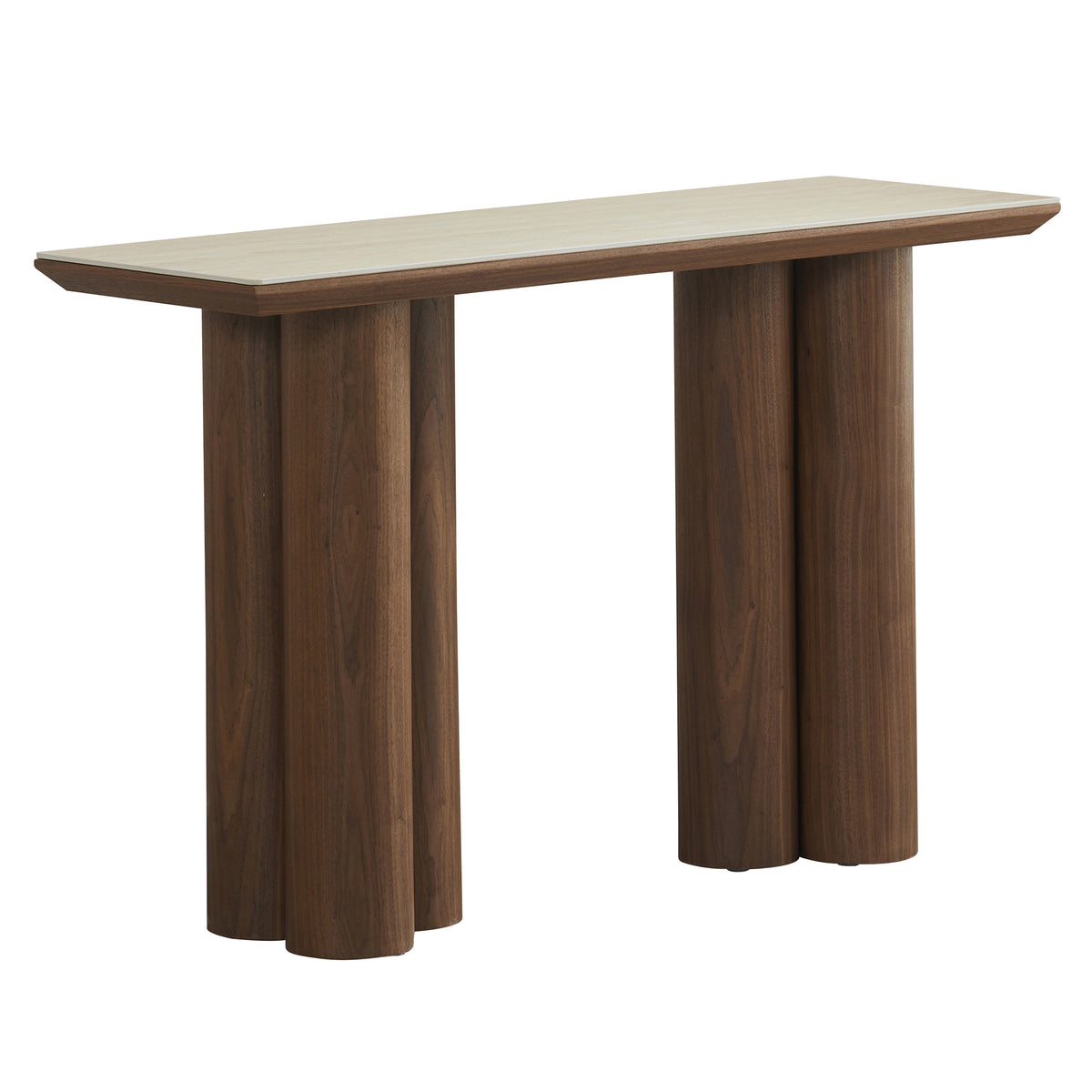 Seaton Console Table, 47.25″ (Walnut and Travertine)
