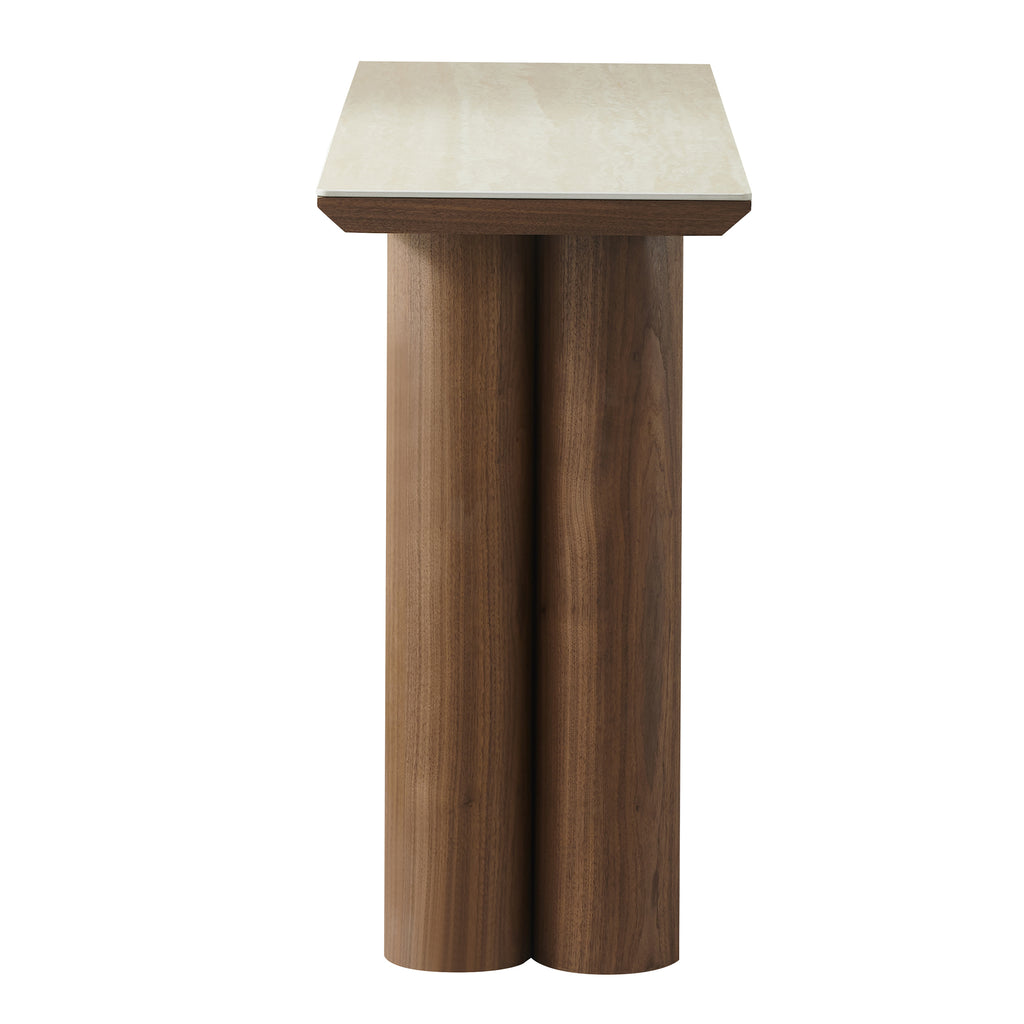 Seaton Console Table, 47.25″ (Walnut and Travertine)