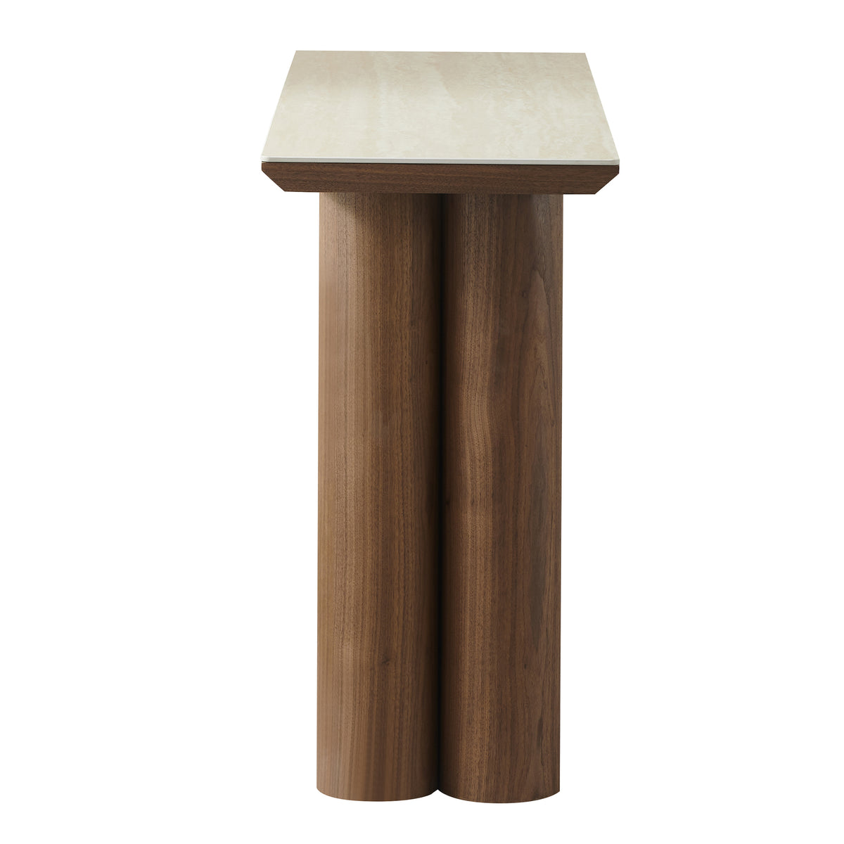 Seaton Console Table, 47.25″ (Walnut and Travertine)
