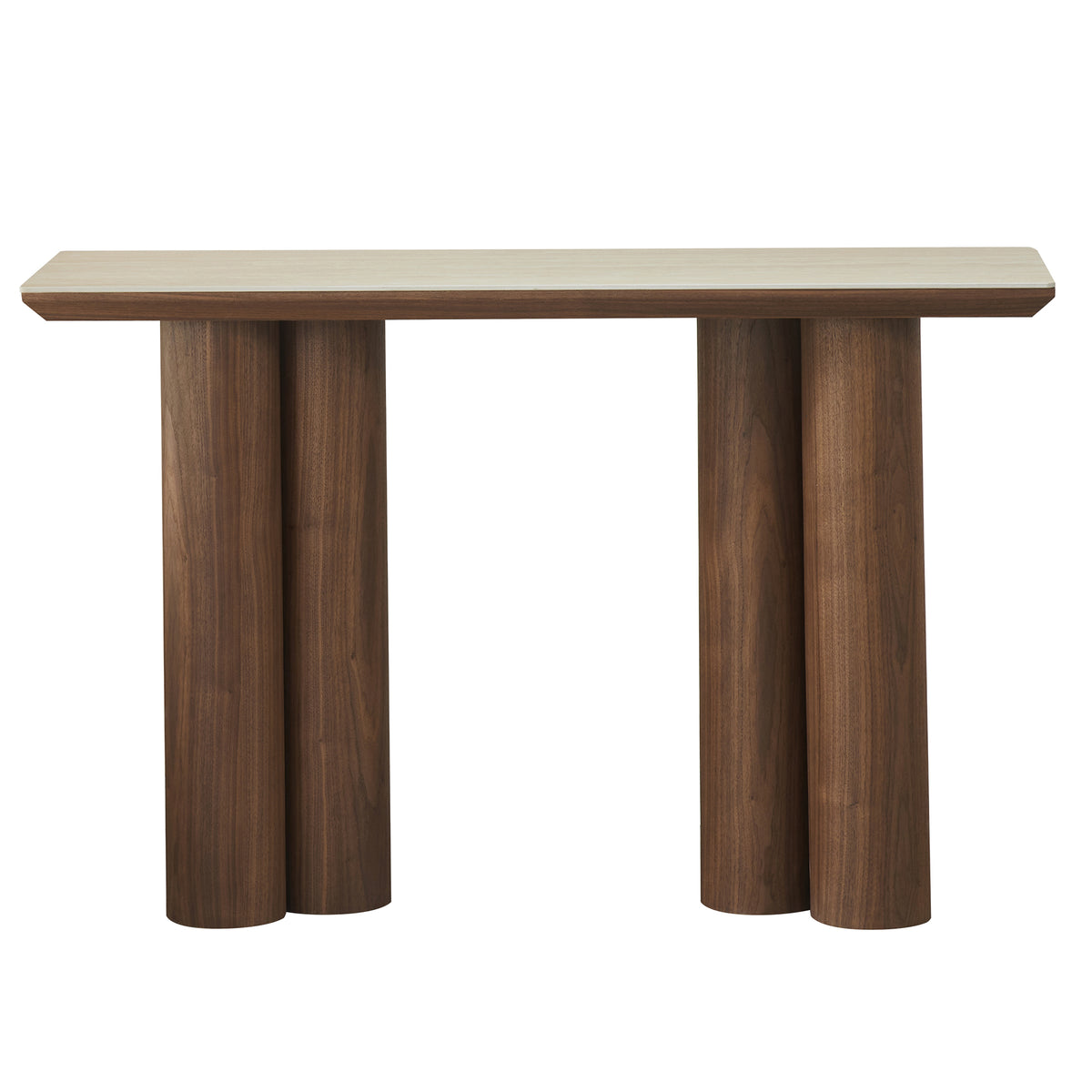 Seaton Console Table, 47.25″ (Walnut and Travertine)