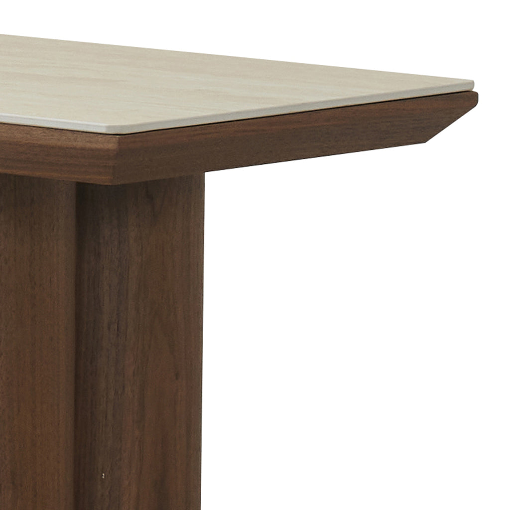 Seaton Console Table, 47.25″ (Walnut and Travertine)