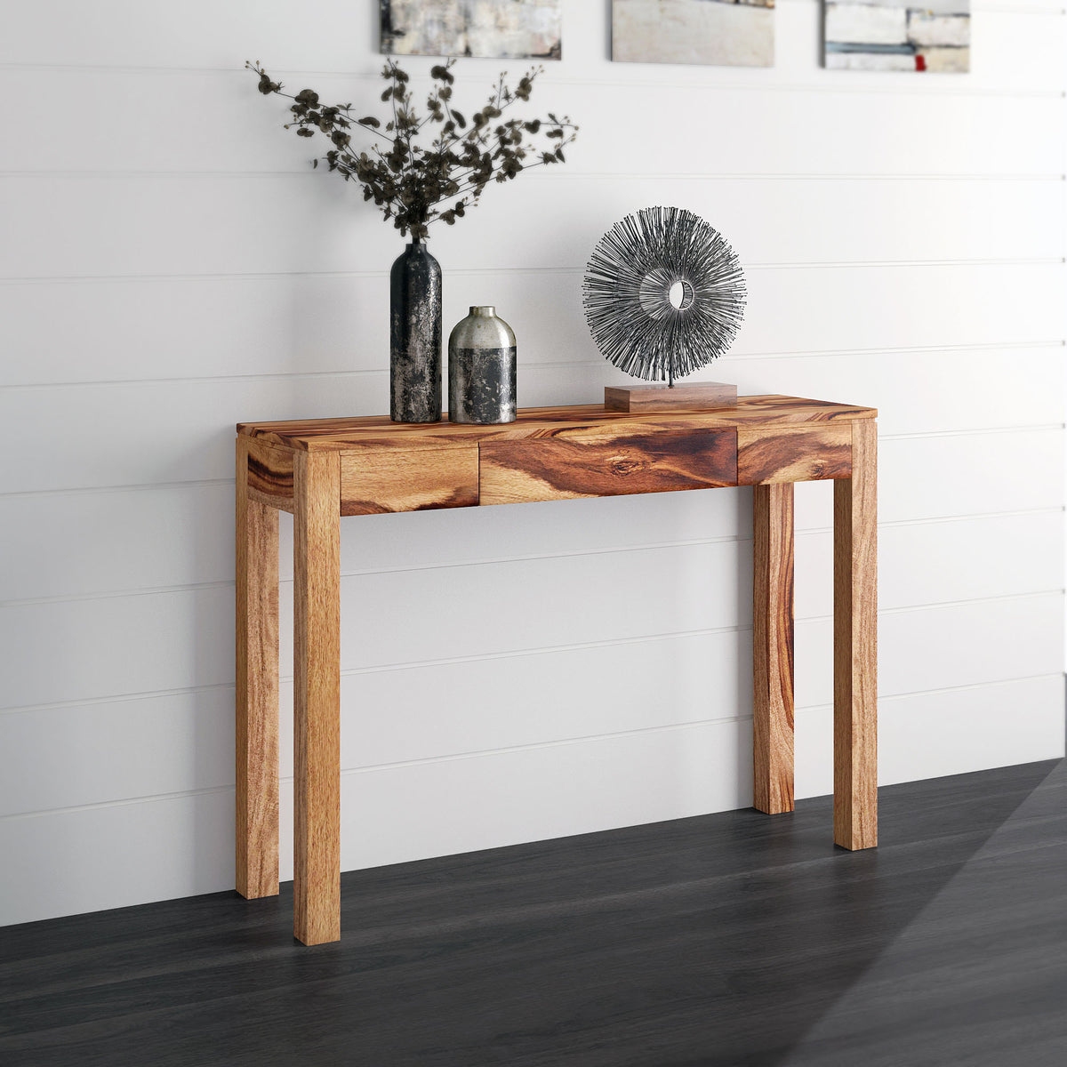 Idris Console and Desk, 42″ (Dark Sheesham)