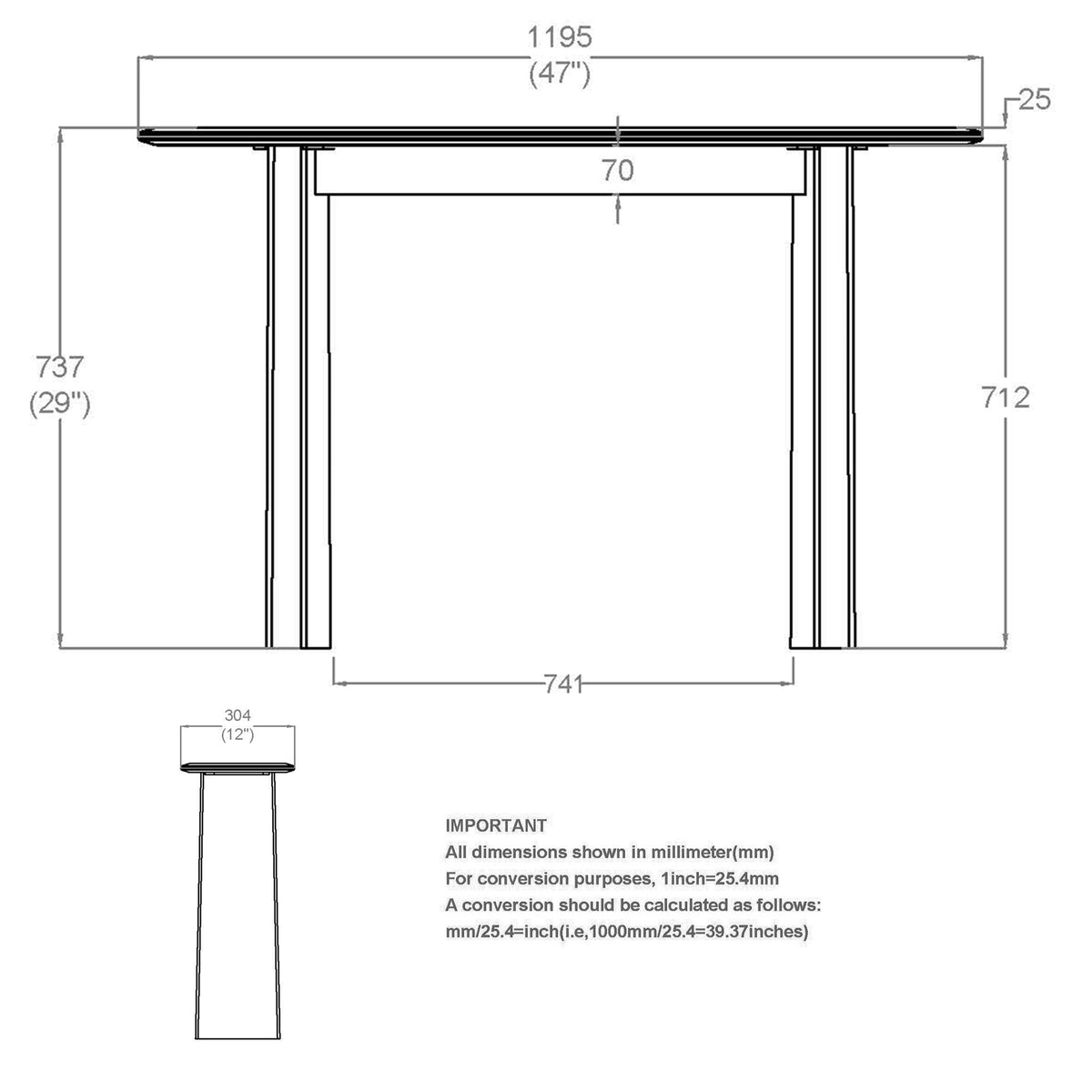 Bazul Console Table, 47″ (Mocha)