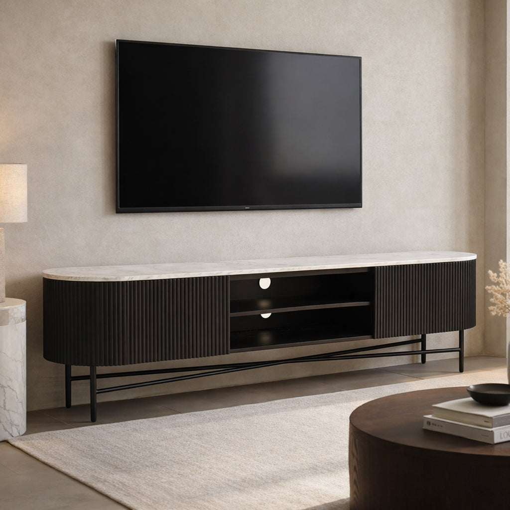 Reyna Media Cabinet, 71″ (Black and White)