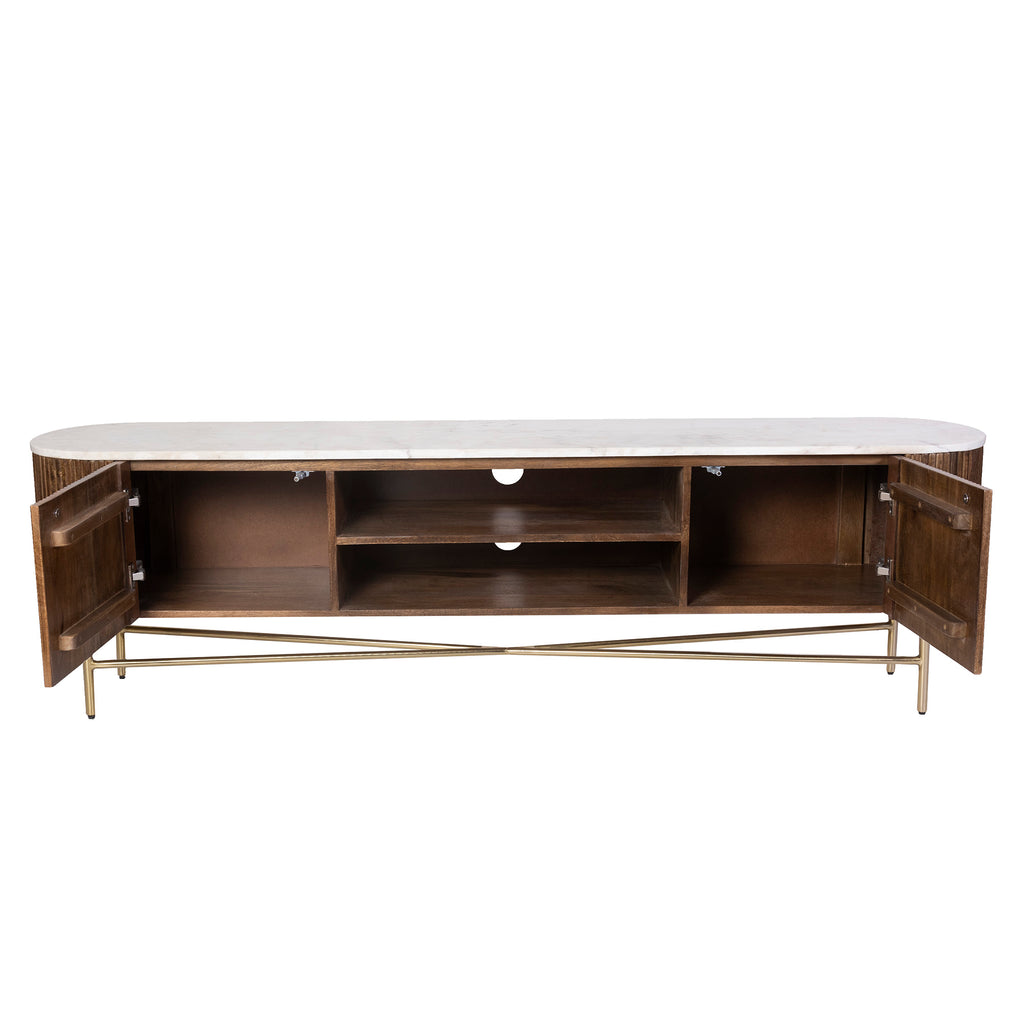 Reyna Media Cabinet, 71″ (Walnut and White)