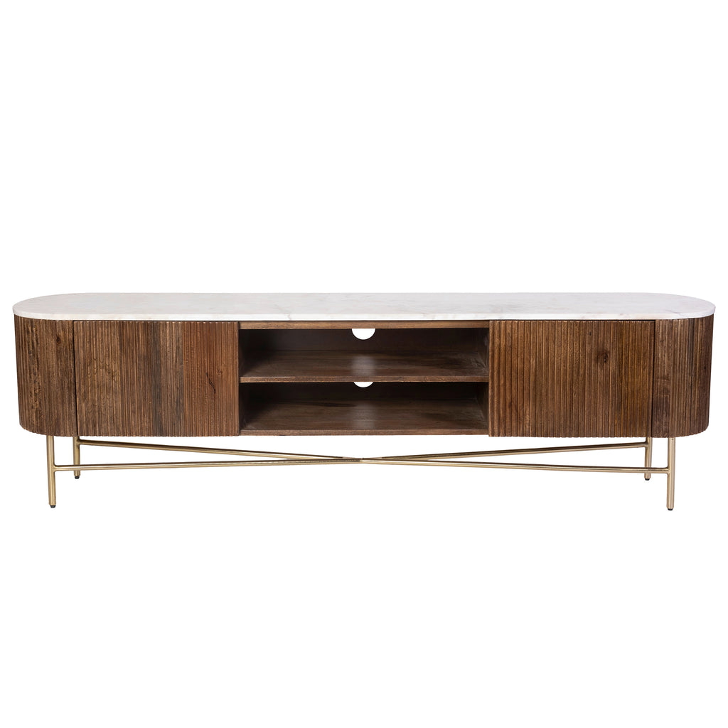 Reyna Media Cabinet, 71″ (Walnut and White)