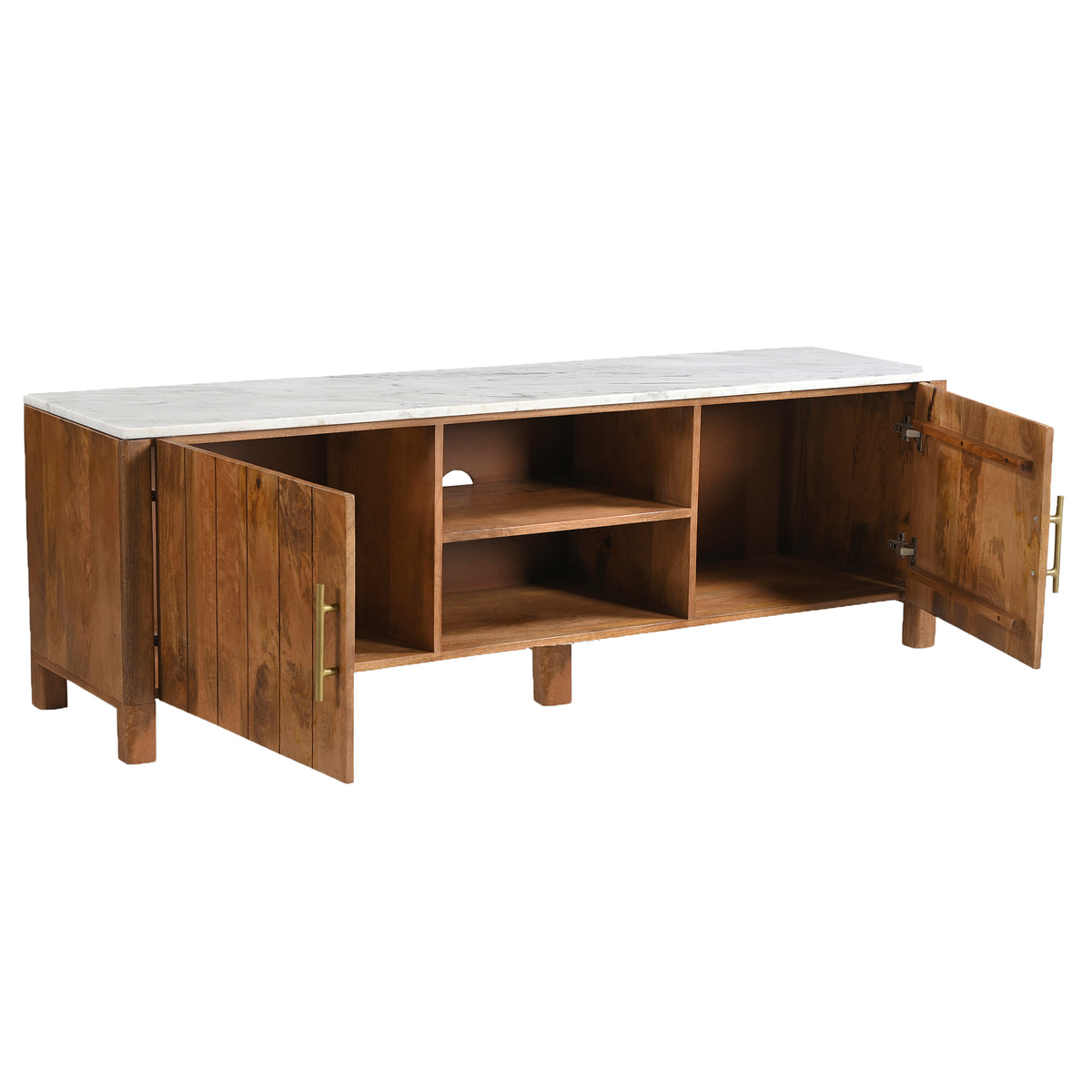Camden Media Cabinet, 63″ (Walnut and White)