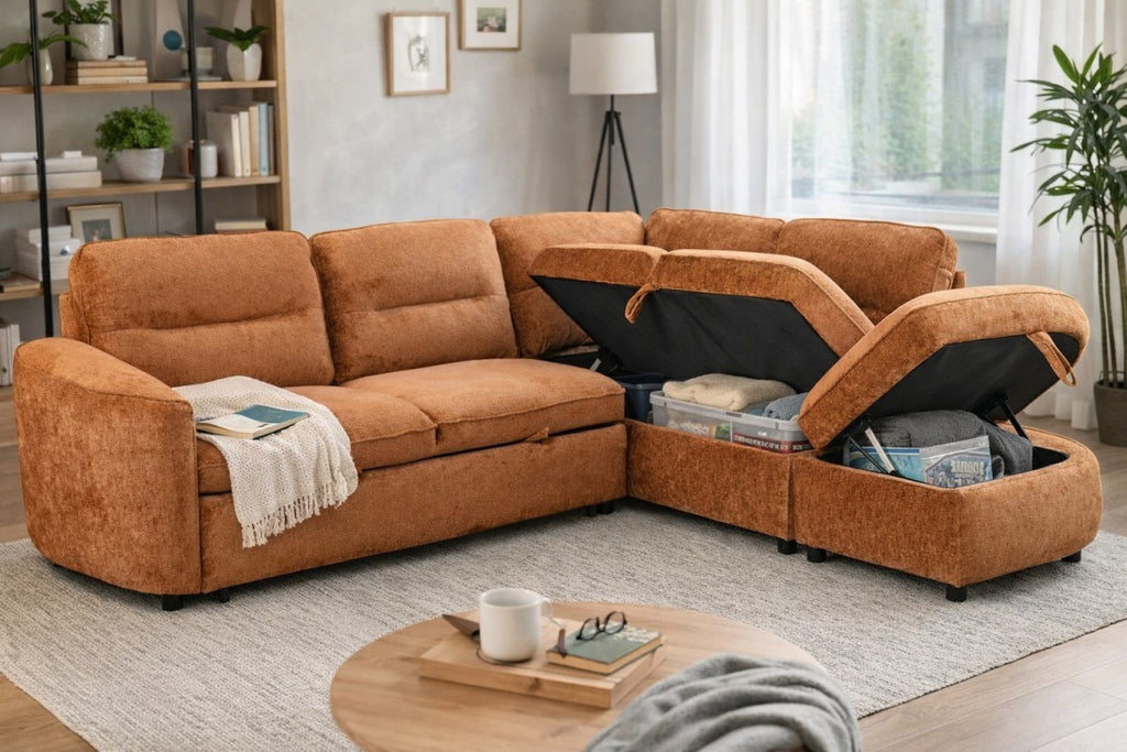 RHF Sectional Sleeper (Burnt Orange)