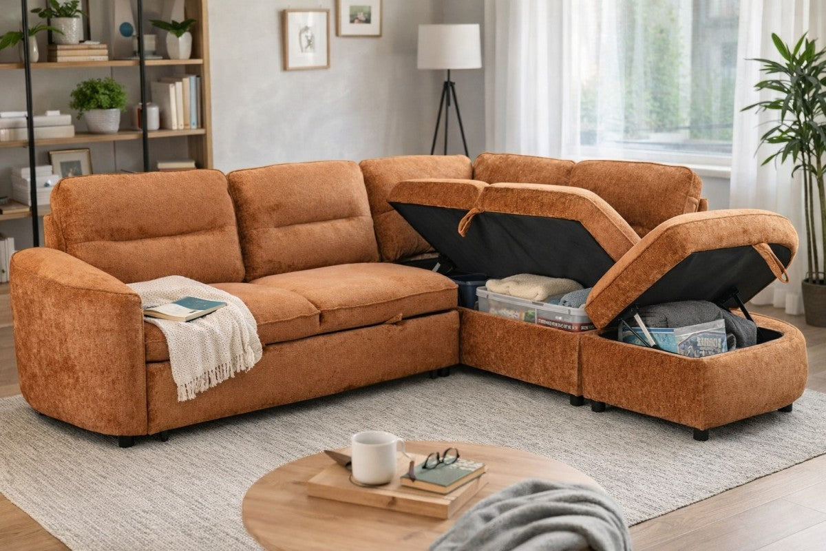 RHF Sectional Sleeper (Burnt Orange)