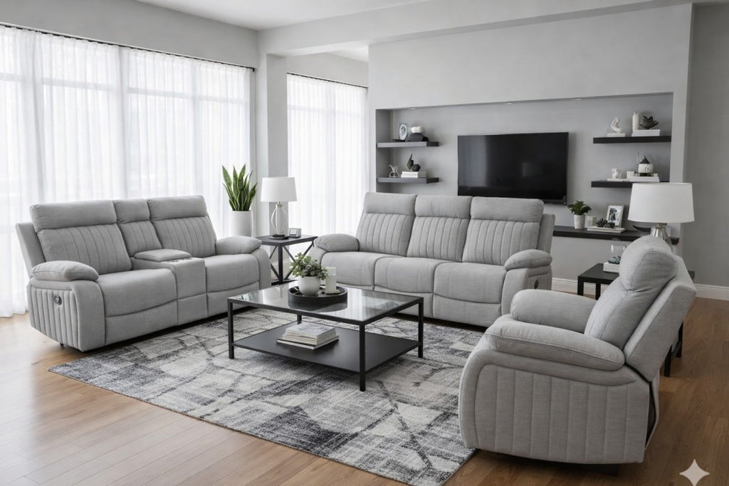 Elyse Recliner Sofa (Stone)