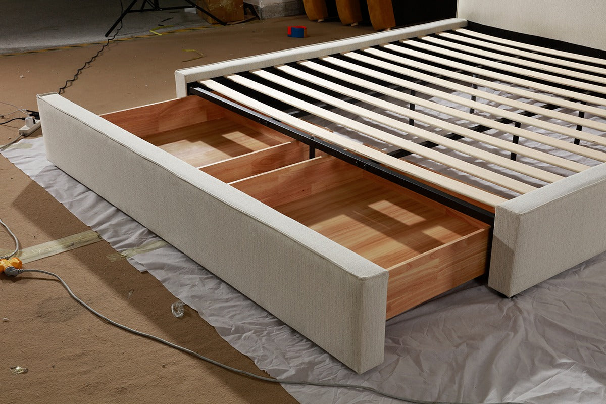 Queen Storage Bed (Beige)