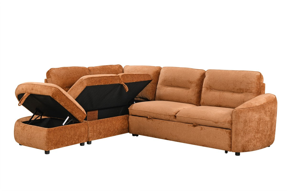 LHF Sectional Sleeper (Burnt Orange)