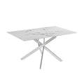 Genesis Rectangle Dining Table – Marble Finish/Silver