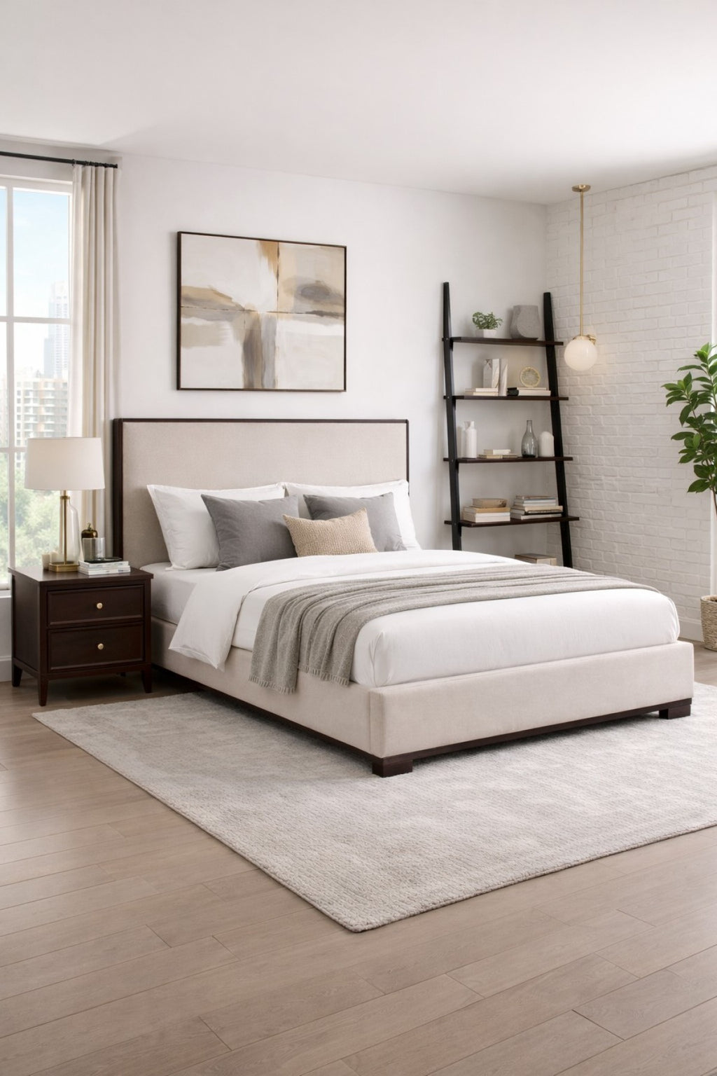 Queen Bed Frame (Beige) - 828911