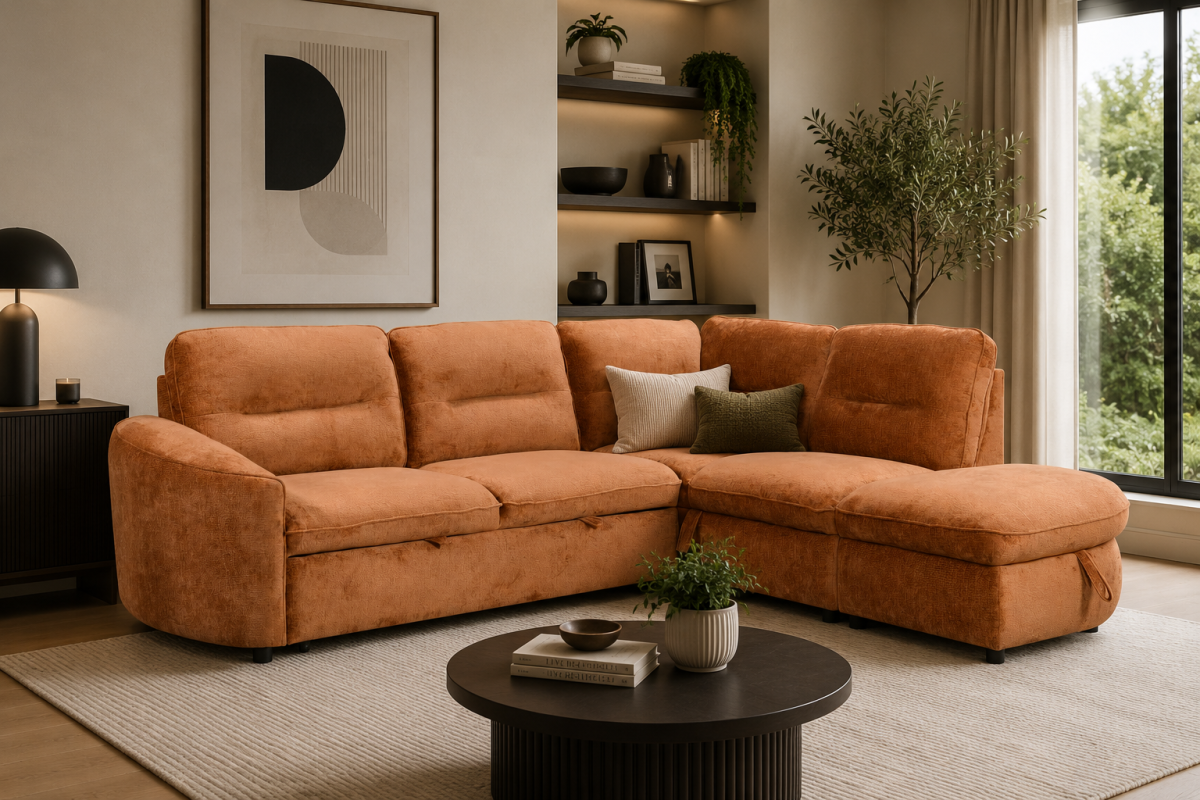 RHF Sectional Sleeper (Burnt Orange)