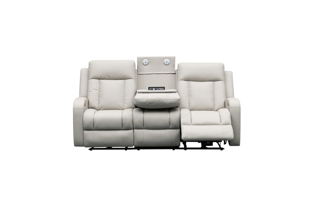 Leather Power Recliner Sofa (Beige)