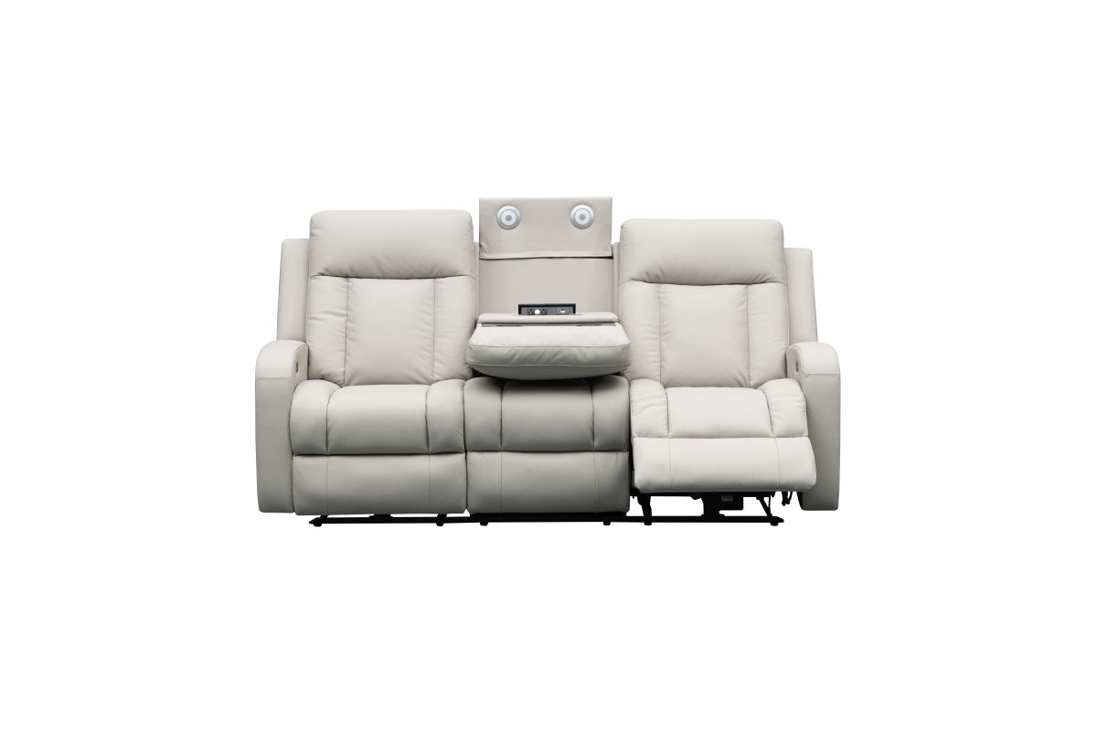 Leather Power Recliner Sofa (Beige)