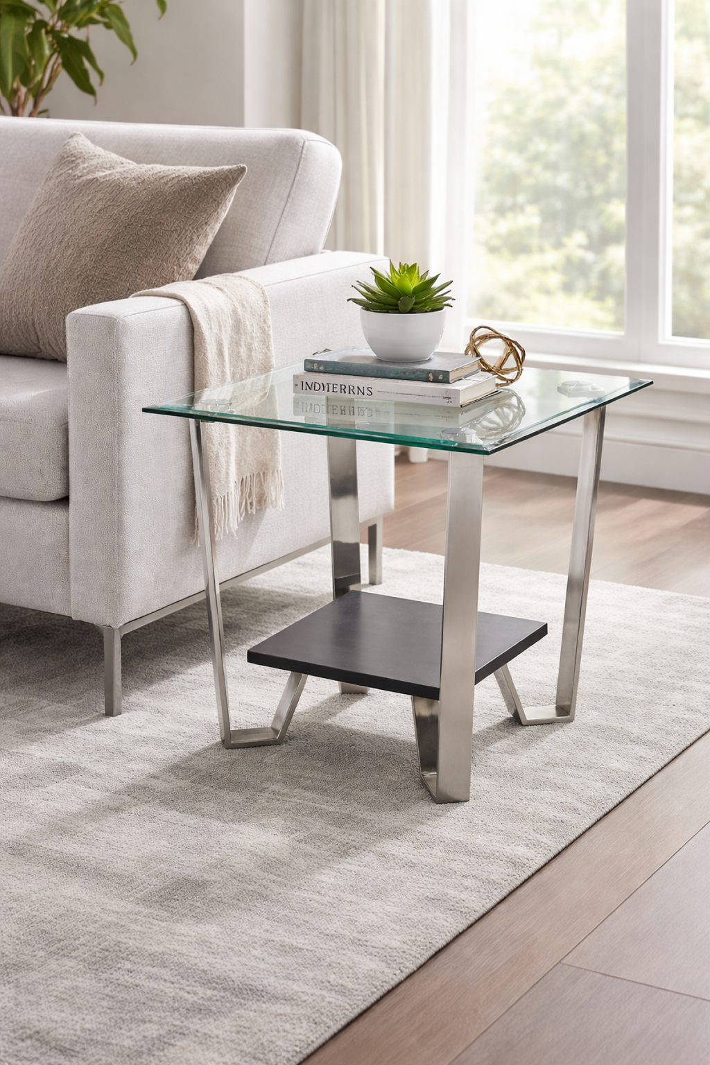 End Table (Espresso/Silver)