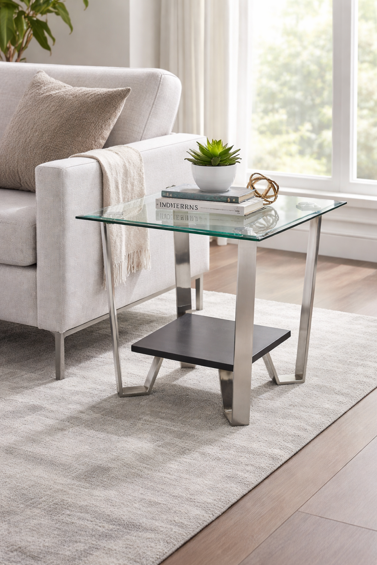 End Table (Espresso/Silver)