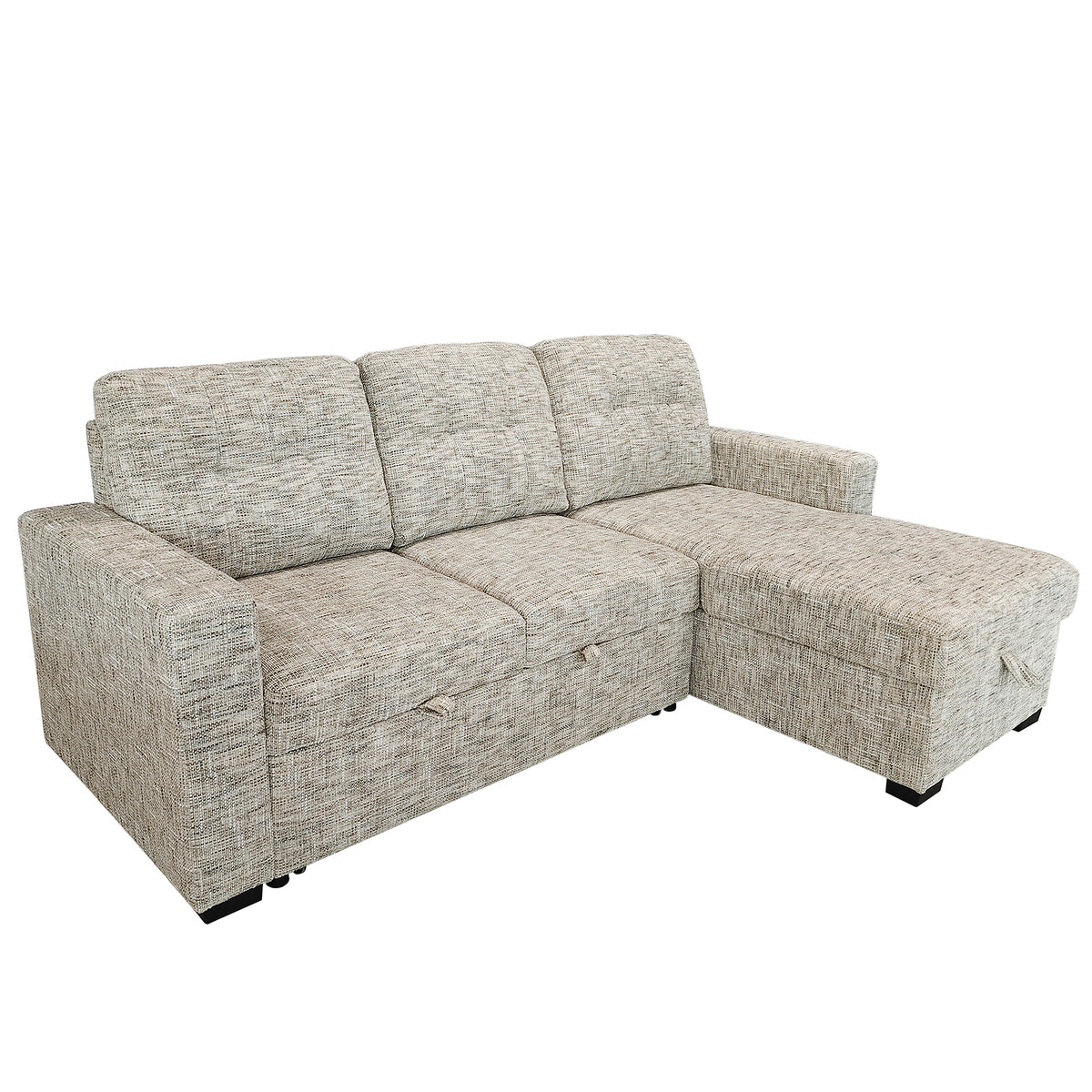 Draga Sofa with Reversible Chaise & Bed & Storage (Beige)