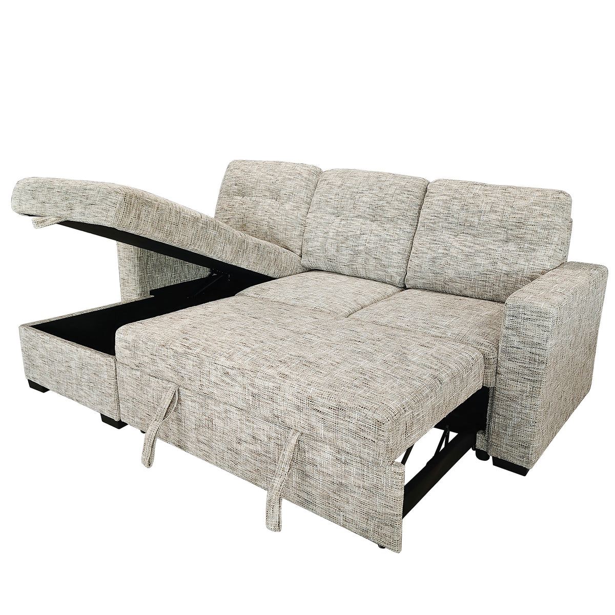 Draga Sofa with Reversible Chaise & Bed & Storage (Beige)