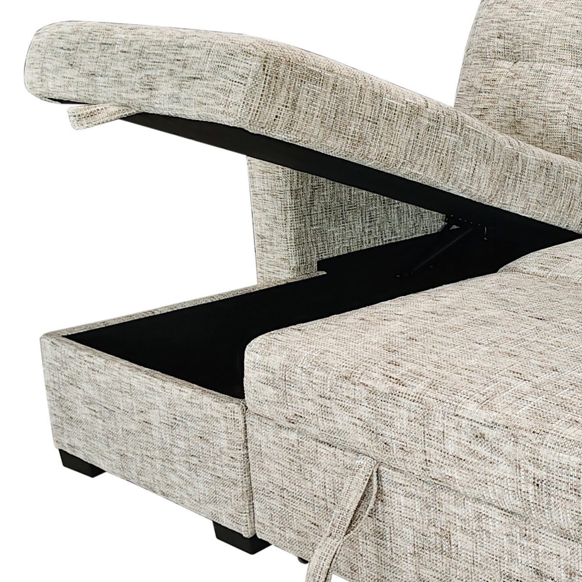 Draga Sofa with Reversible Chaise & Bed & Storage (Beige)