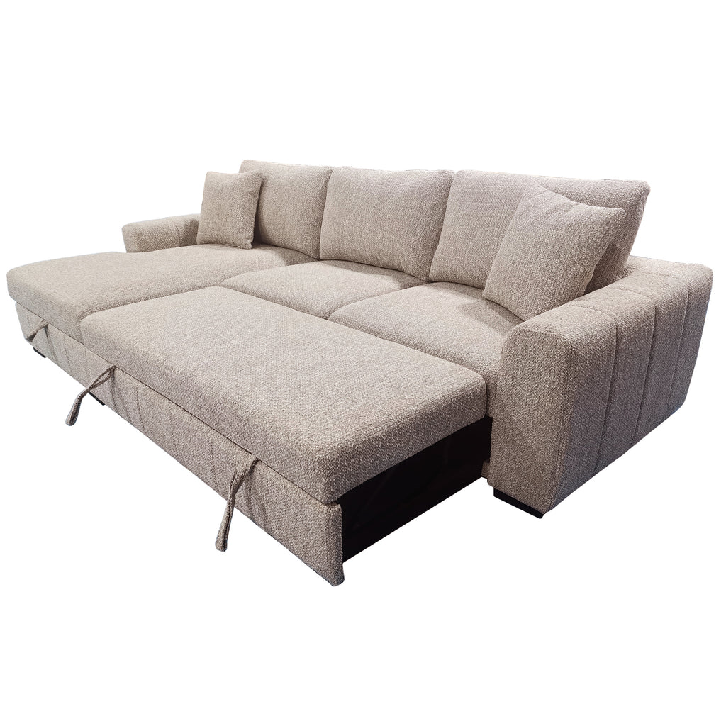 Gareth Sofa with Left Chaise & Bed & Storage (Taupe)