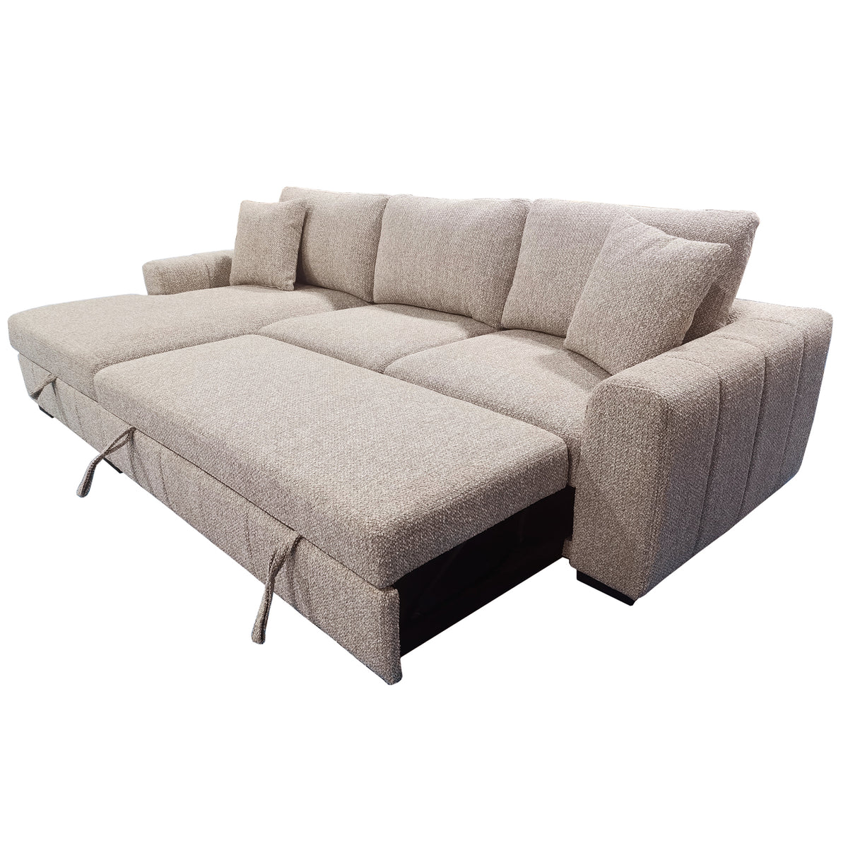 Gareth Sofa with Left Chaise & Bed & Storage (Taupe)