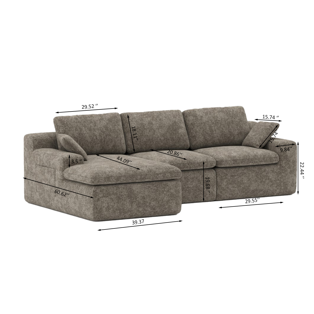 Sectional (Brown) - 625112