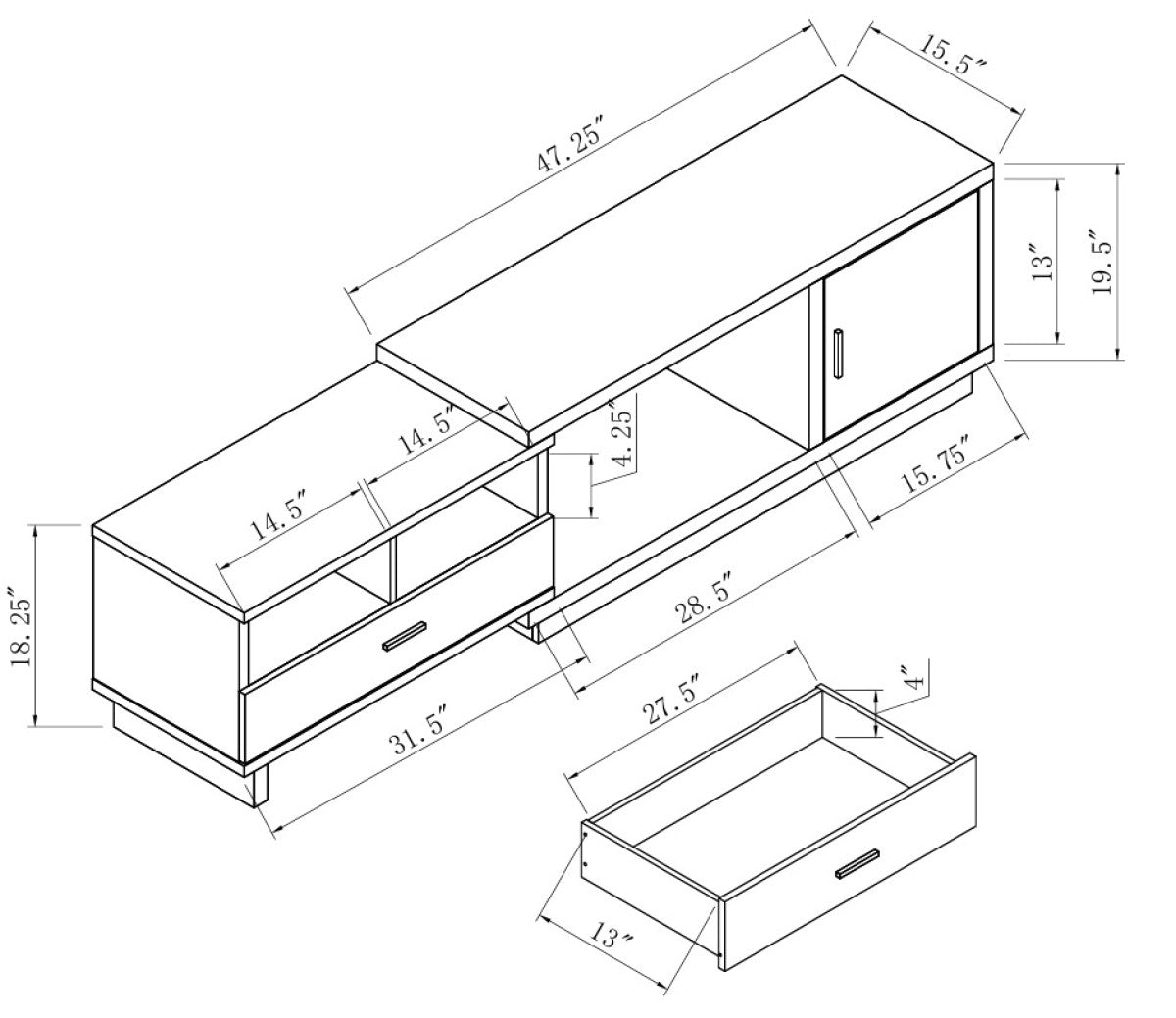 48'' Expandable TV Stand (Dark Cherry)