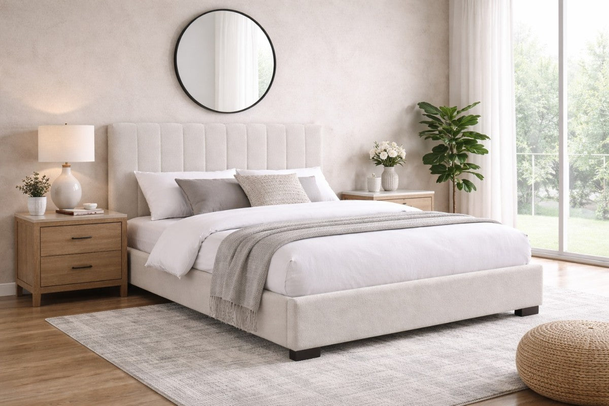 Queen Bed Frame (Beige) - 828941