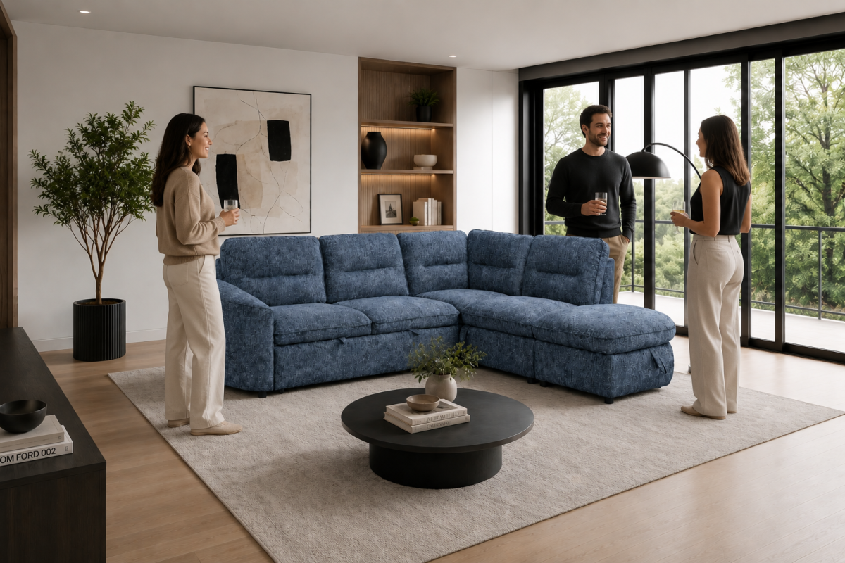 RHF Sectional Sleeper (Blue)