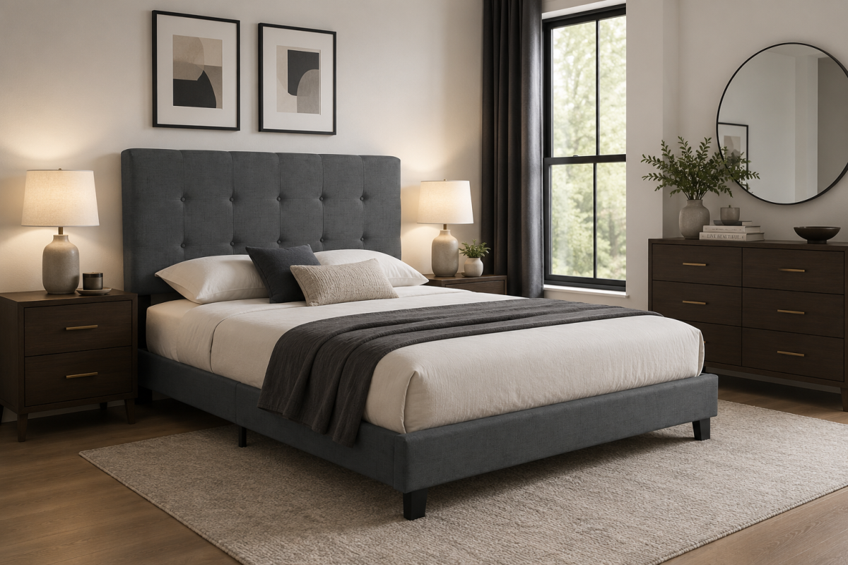 Full Platform Bed (Dark Grey)