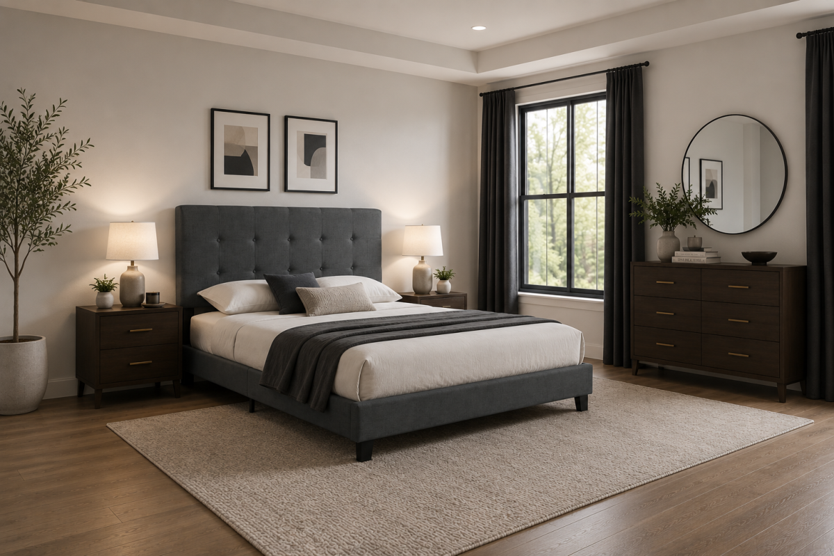 Twin Platform Bed (Dark Grey)