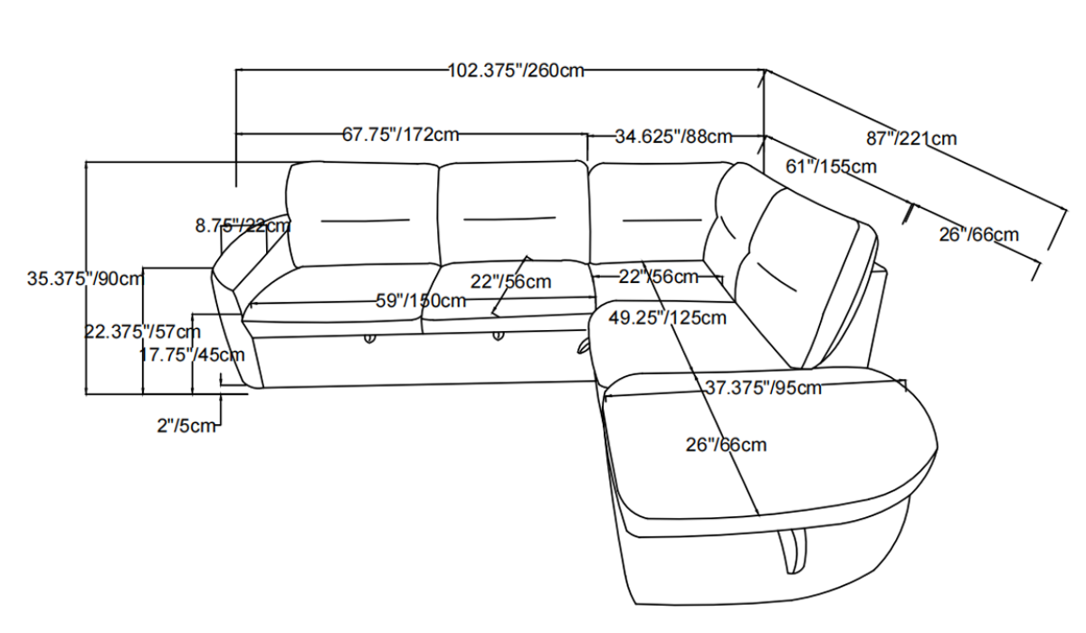 RHF Sectional Sleeper (Blue)