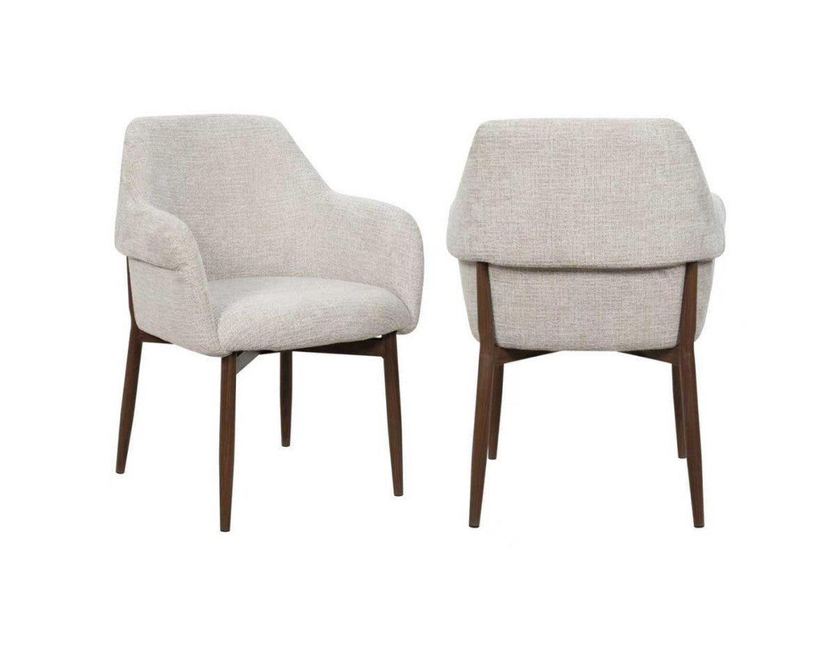 Dining Chair (Walnut/Beige) (Set of 2)