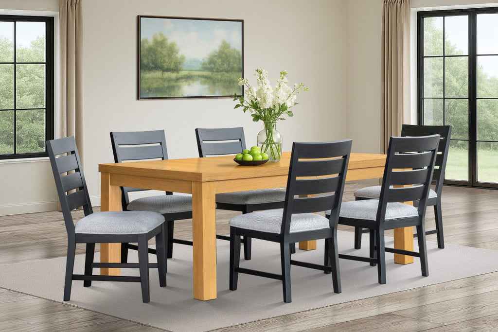 7-Piece Dining Set (Oak/Black)