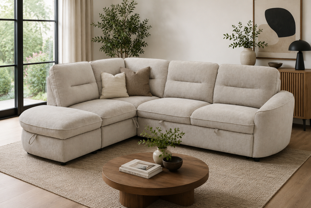 LHF Sectional Sleeper (Beige)