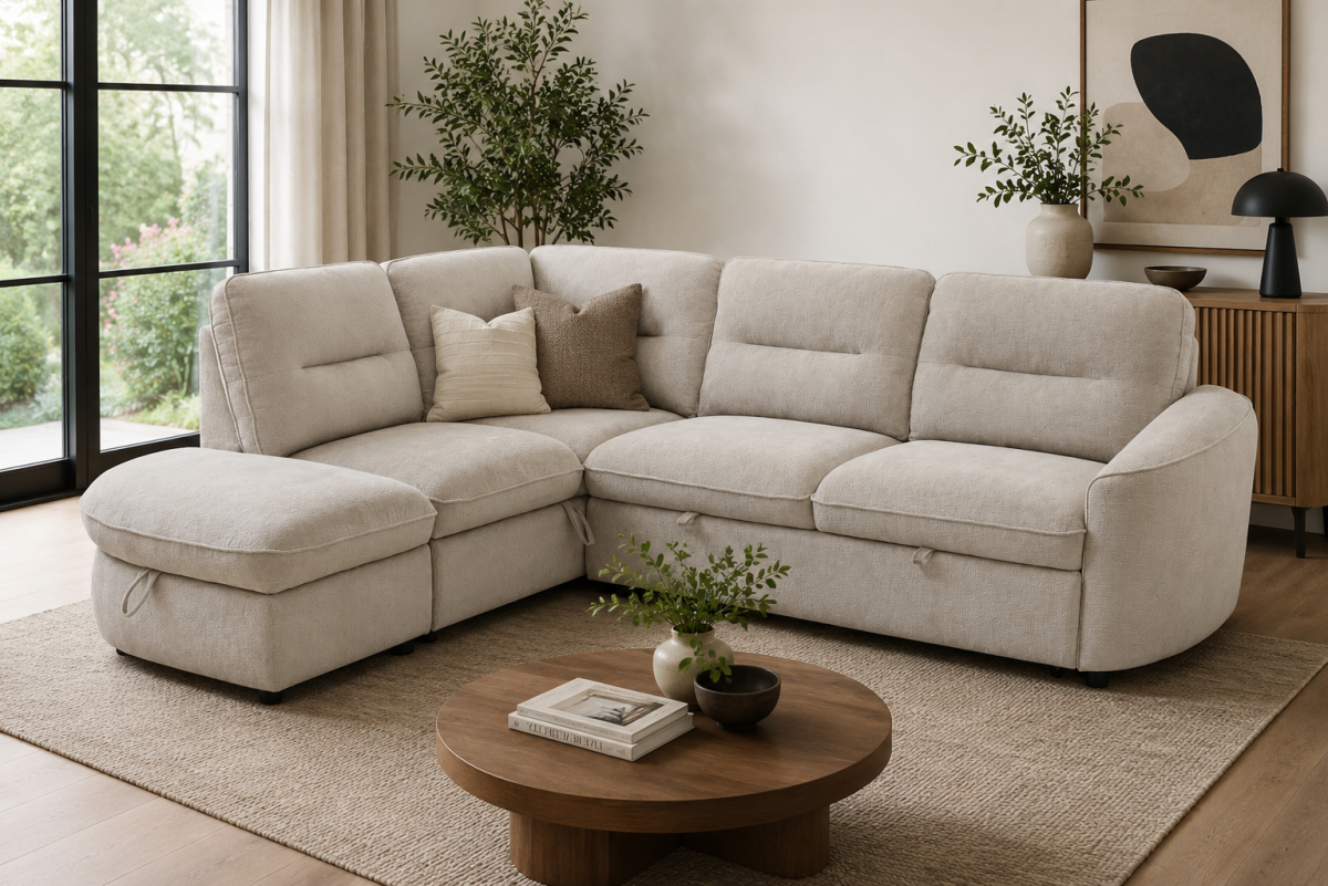 LHF Sectional Sleeper (Beige)